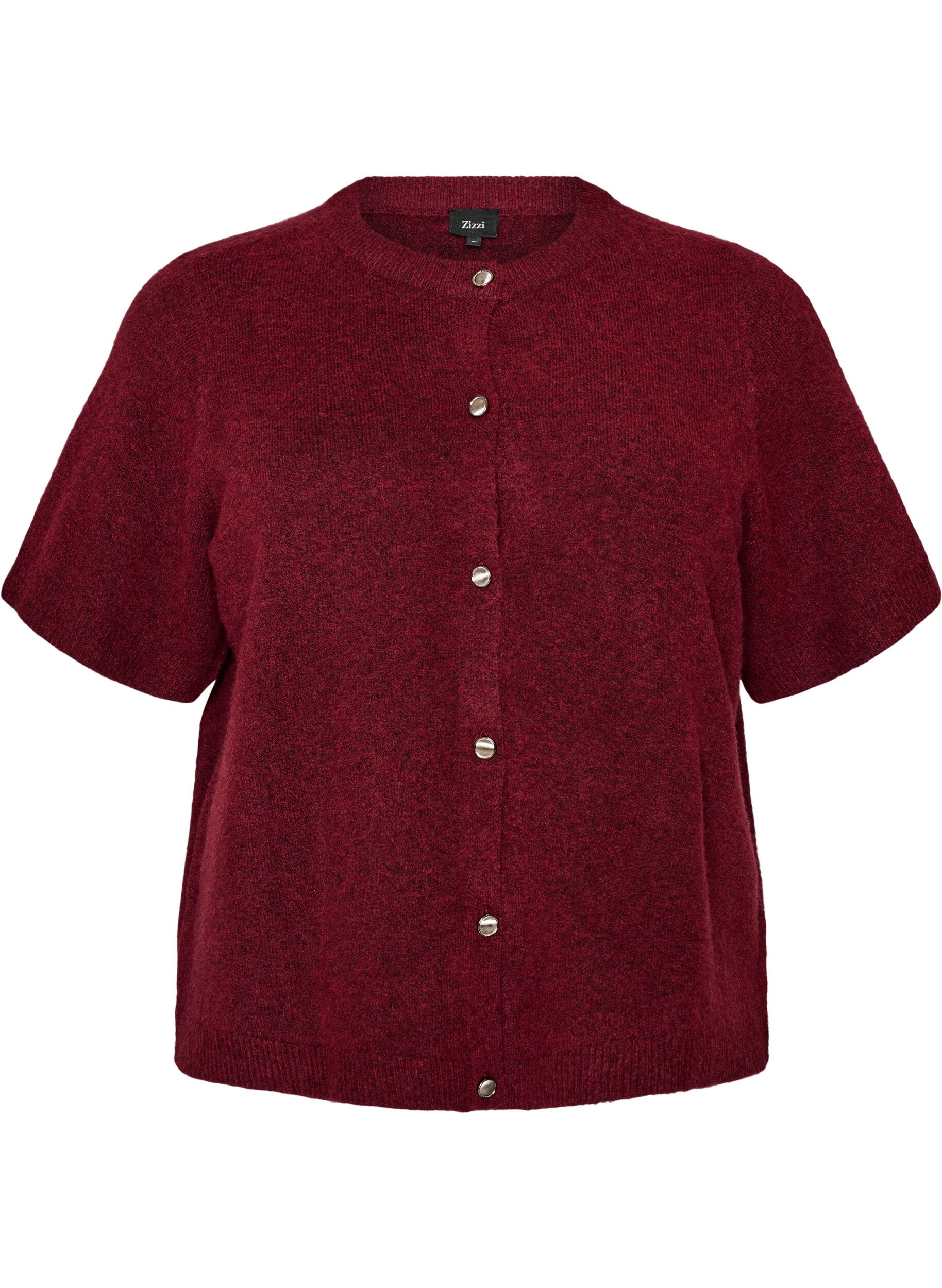 Knit cardigan with short sleeves