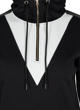 Sweatshirt with hood and zipper, Black White, Packshot image number 2