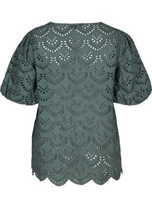 Cotton broderie anglaise top, Balsam Green, Packshot image number 1
