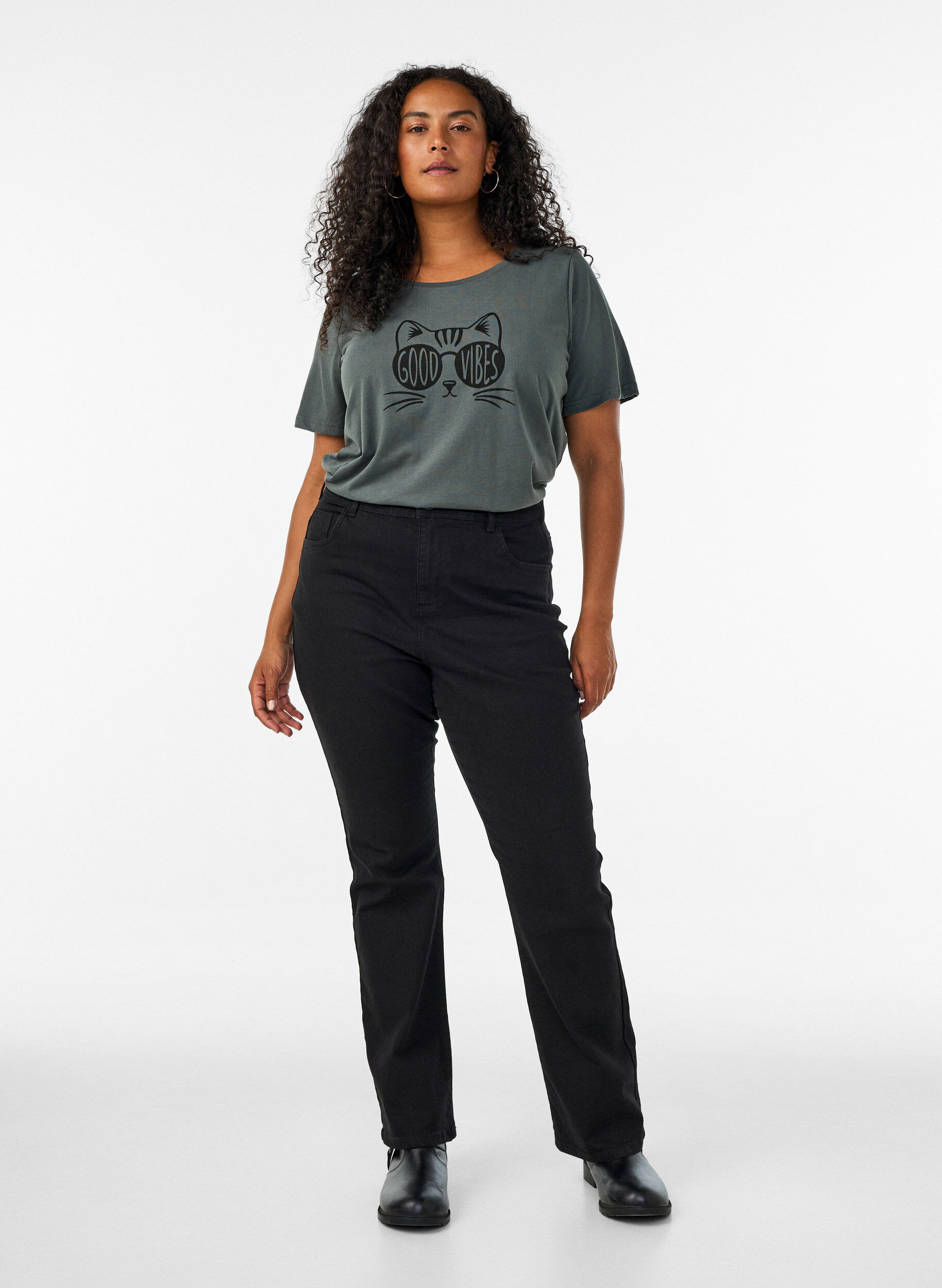 ZizzifashionT-shirt with motif, Green, Model image number 1