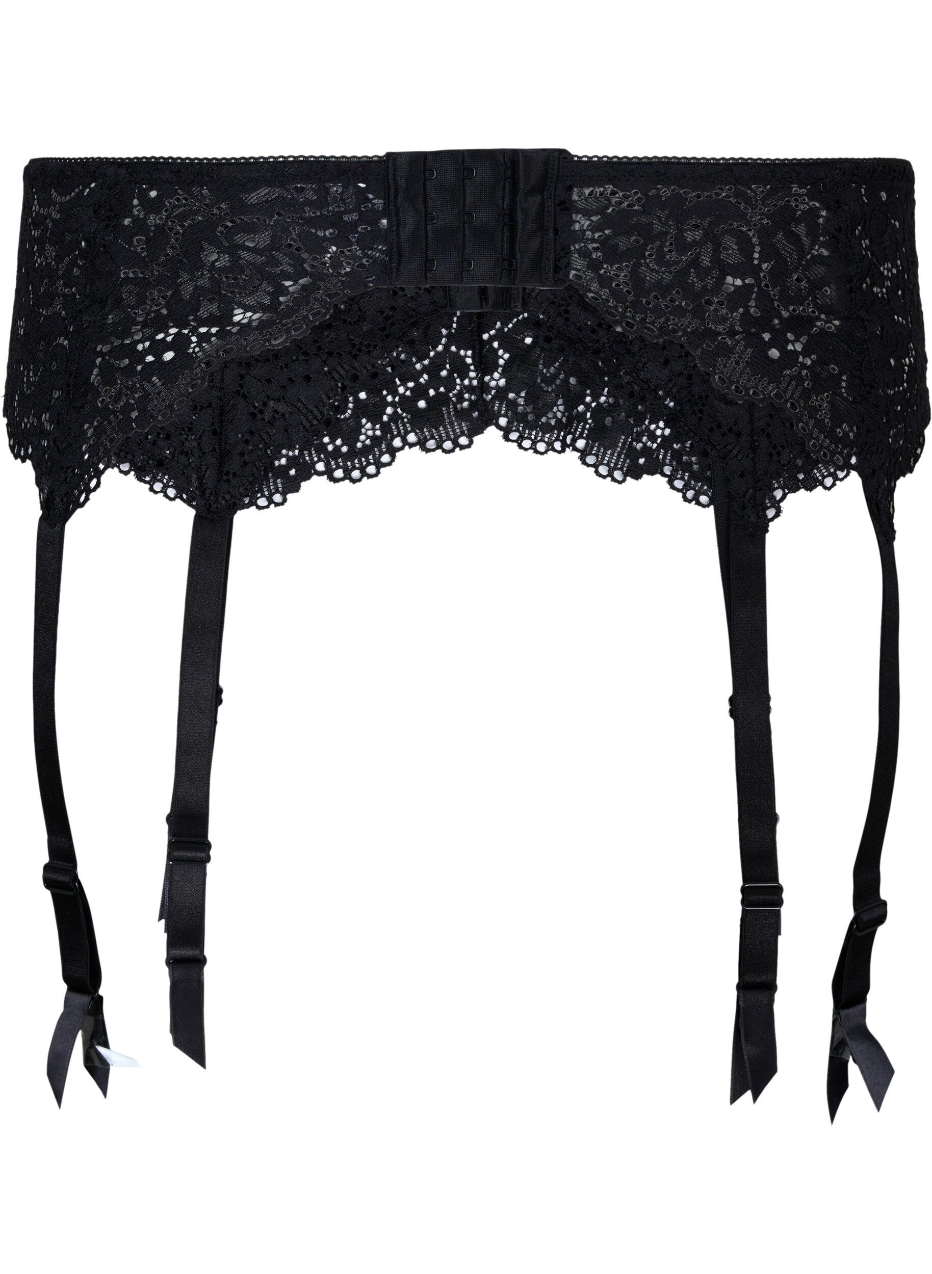 Zizzifashion Lace garter holder, Black, Packshot image number 1