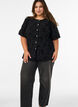 Blouse with floral pattern and balloon sleeves, Black, Model image number 1