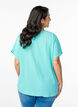 Blouse with short sleeves and a round neckline, Light Blue, Model image number 2