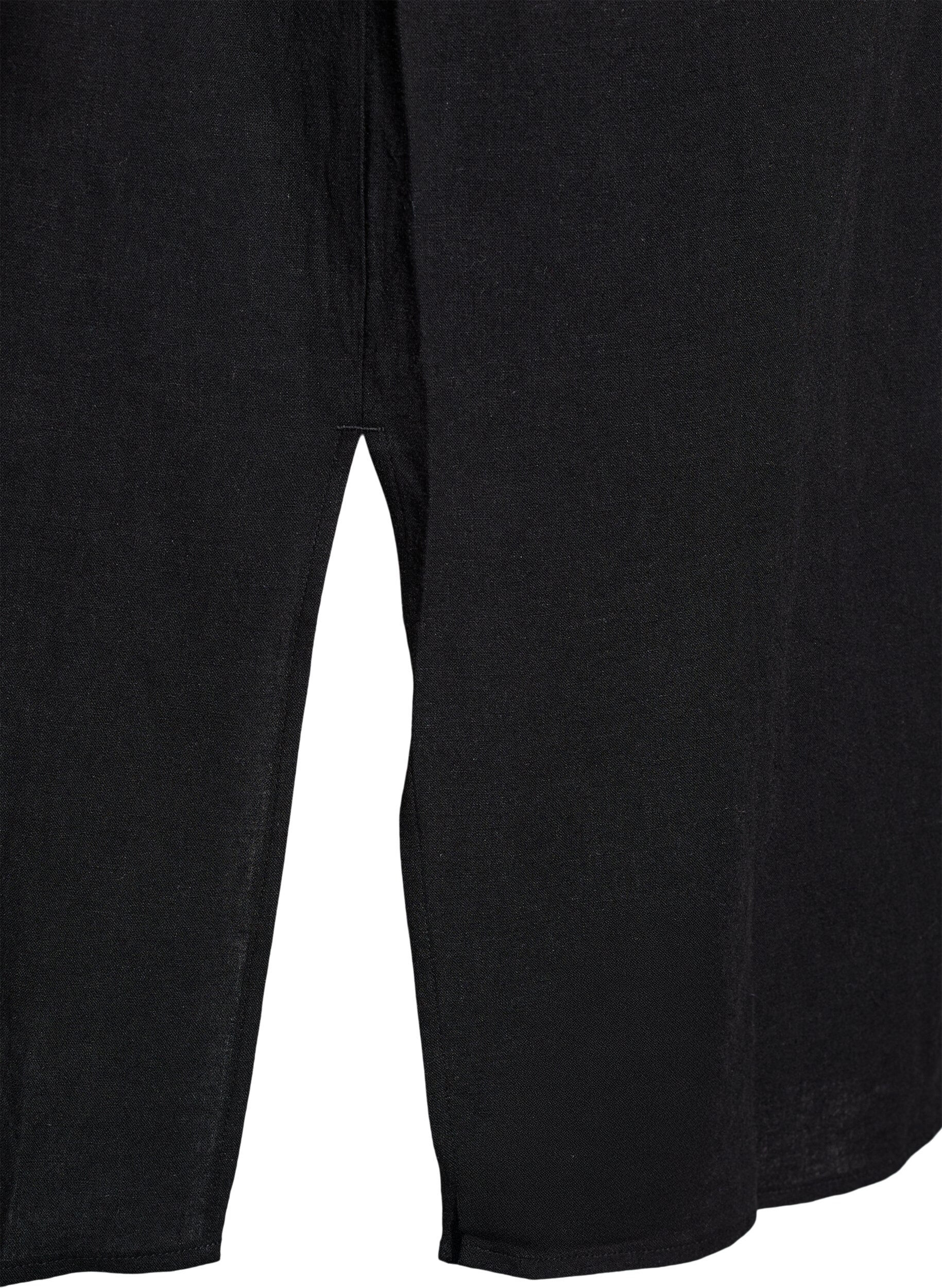 Zizzifashion Long shirt in viscose and linen, Black, Packshot image number 3