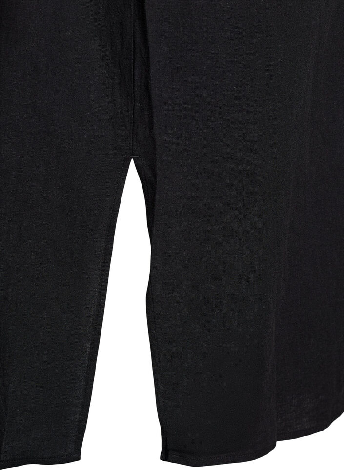 Long shirt in viscose and linen, Black, Packshot image number 3