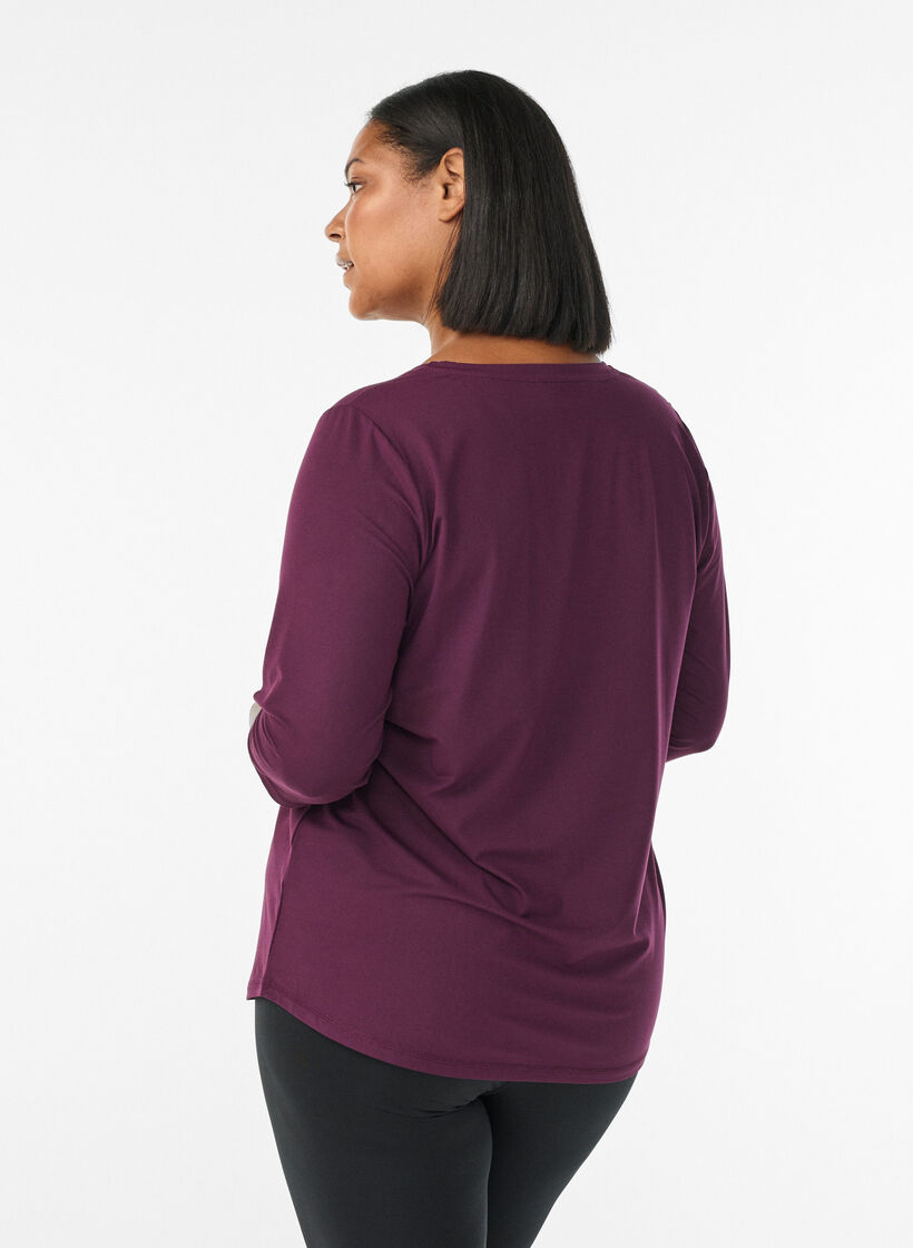 Sports top with 3/4 sleeves, Purple, Model image number 2