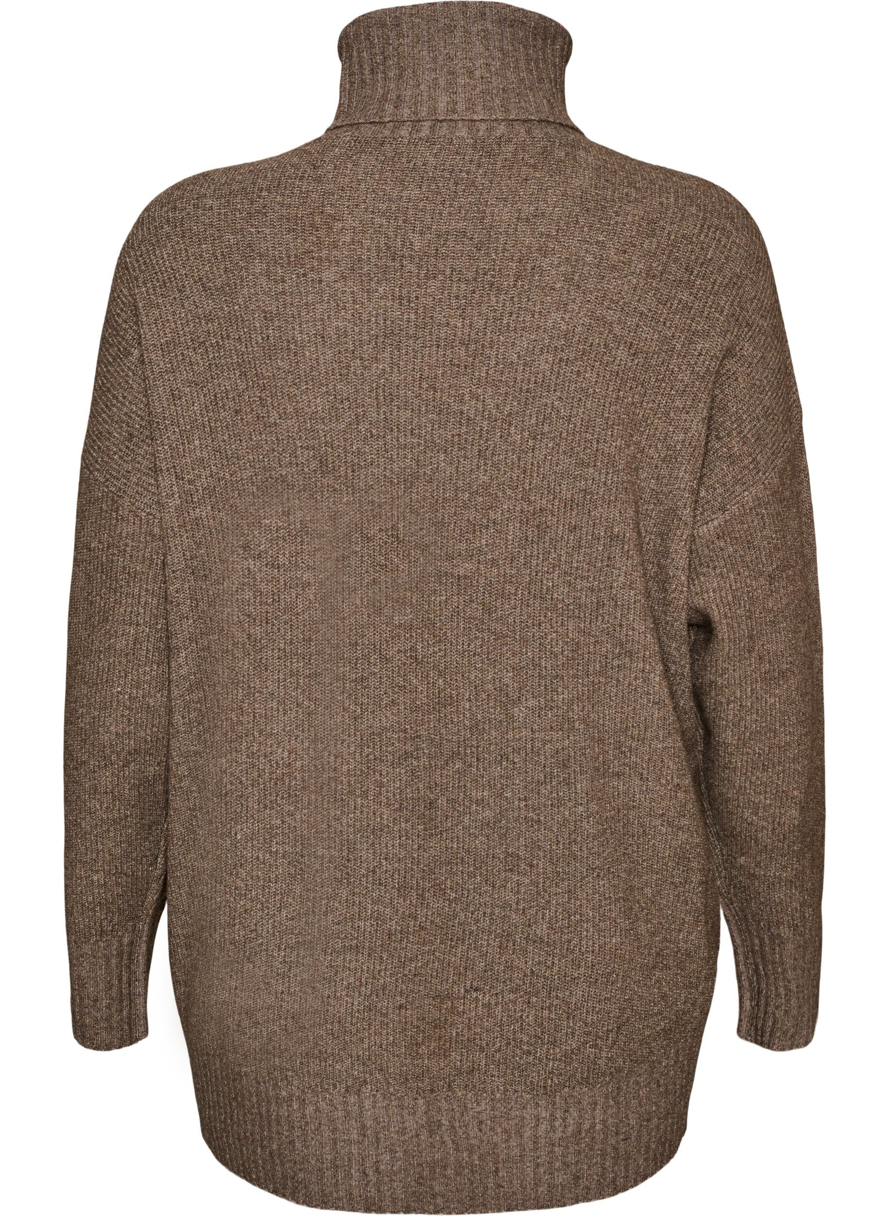 ZizzifashionLoose knit jumper with a turtleneck, Brown, Packshot image number 1