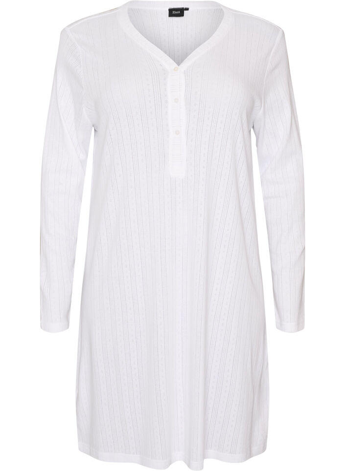 Nightgown in organic cotton with eyelet embroidery, White, Packshot image number 0