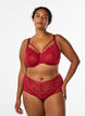 Lace hipster thong with an opening at the bottom, Red, Model image number 0