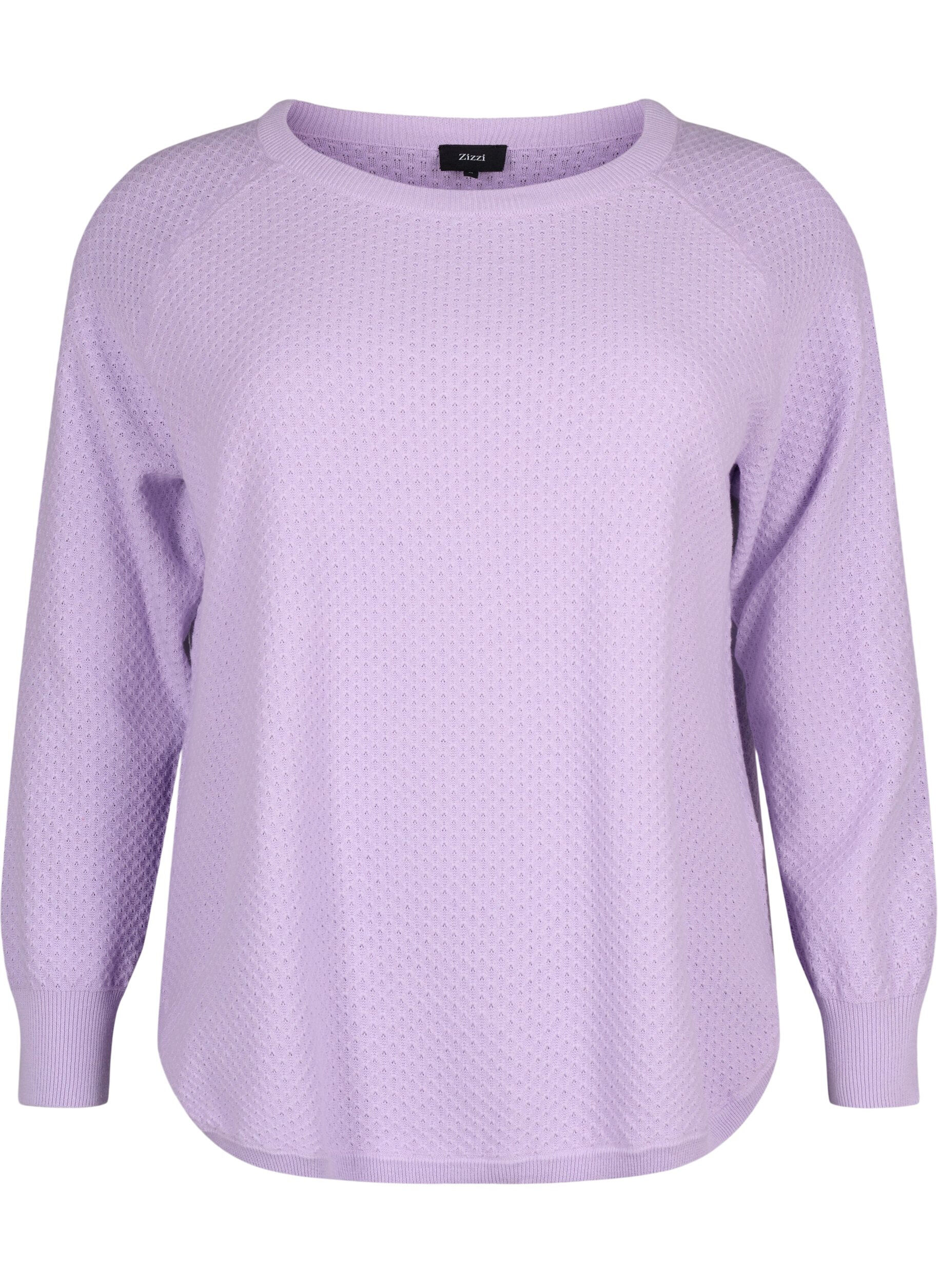 Zizzifashion Pullover in organic cotton with texture pattern, Lavender, Packshot image number 0