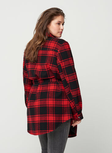 Cheecked shirt jacket, Red CHECK , Model image number 1