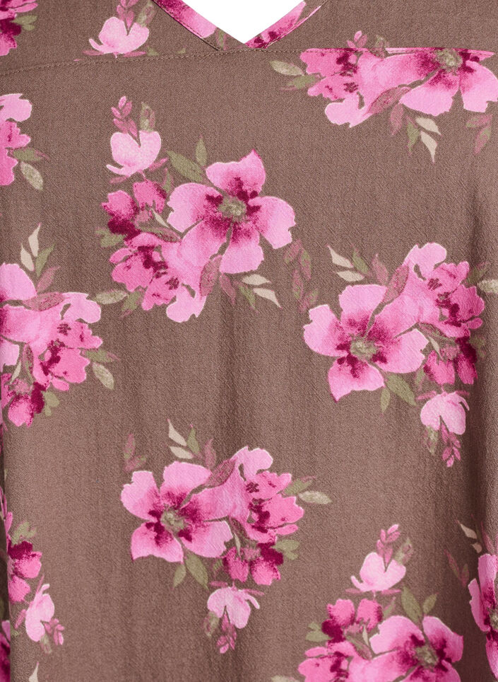 Short a-line dress with floral print, Brown, Packshot image number 2