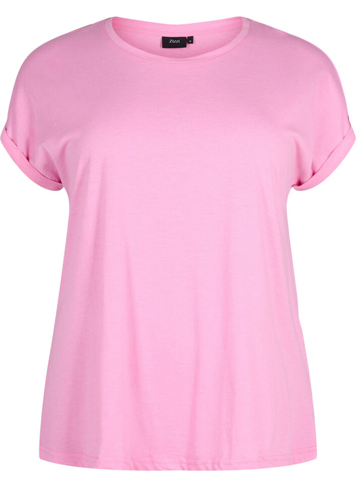 Short-sleeved cotton blend t-shirt, Pink, Packshot image number 0