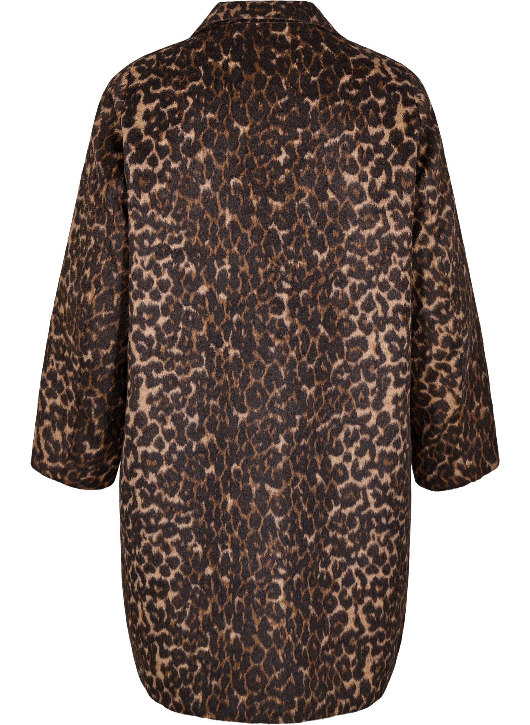 Zizzifashion Leopard print coat with double-breasted button closure, Brown, Packshot image number 1