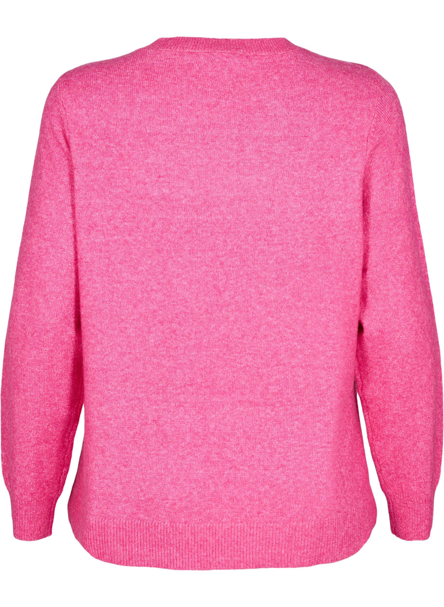 Zizzifashion Knitted top with wool and slits, Raspberry Rose Mel., Packshot image number 1