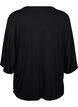 Jersey blouse with elbow-length balloon sleeves, Black, Packshot image number 1