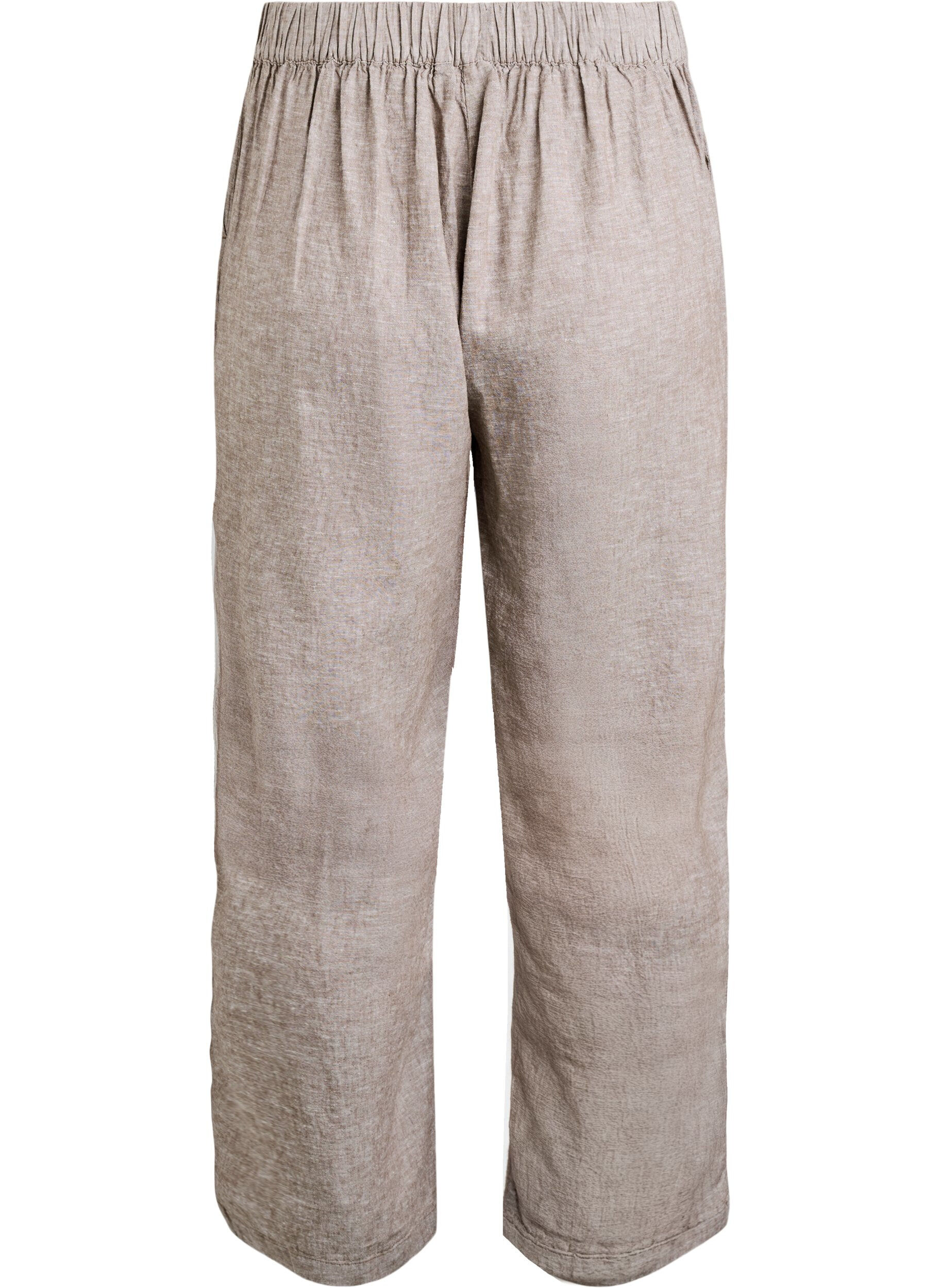 Zizzifashion Loose trousers in linen and viscose, Brown, Packshot image number 1