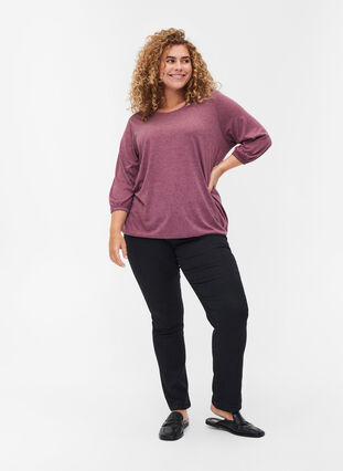 Plain blouse with 3/4 sleeves, Rhododendron Mel, Model image number 2