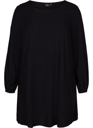 Long-sleeved viscose tunic, Black, Packshot image number 0