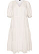Textured cotton midi dress with crochet details, White, Packshot image number 0