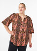 Blouse with paisley print and 3/4 sleeves, Blue, Model image number 0