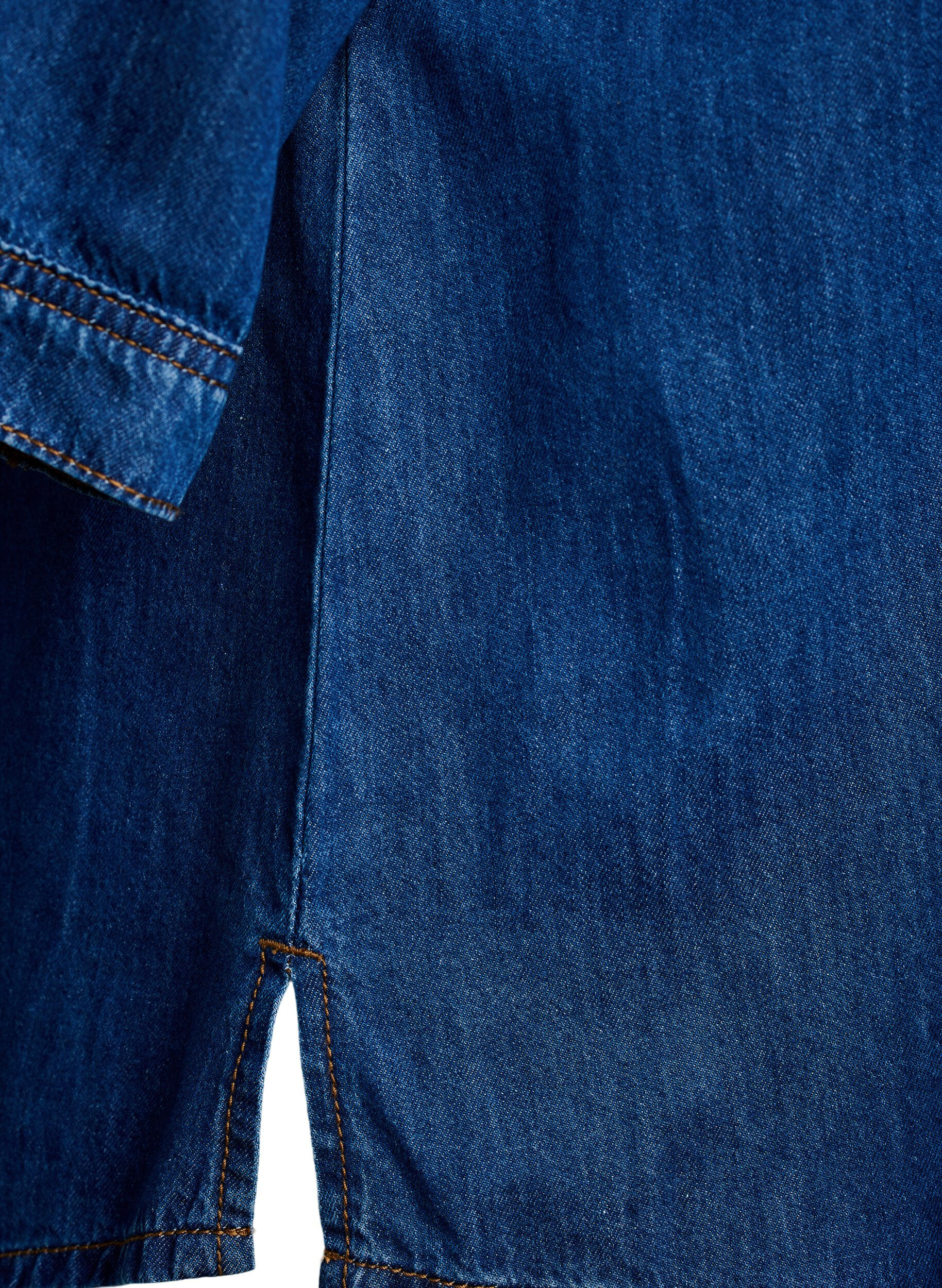 ZizzifashionDenim blouse with a chest pocket and elbow-length sleeves, Blue, Packshot image number 3