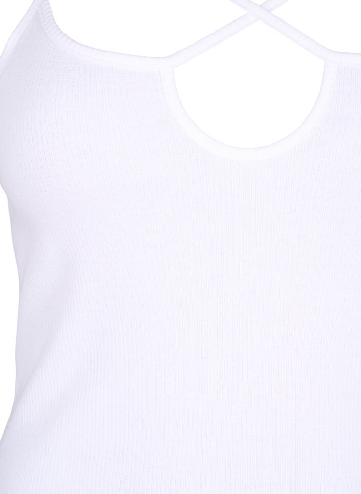 Organic cotton rib top with cross detail, Bright White, Packshot image number 2