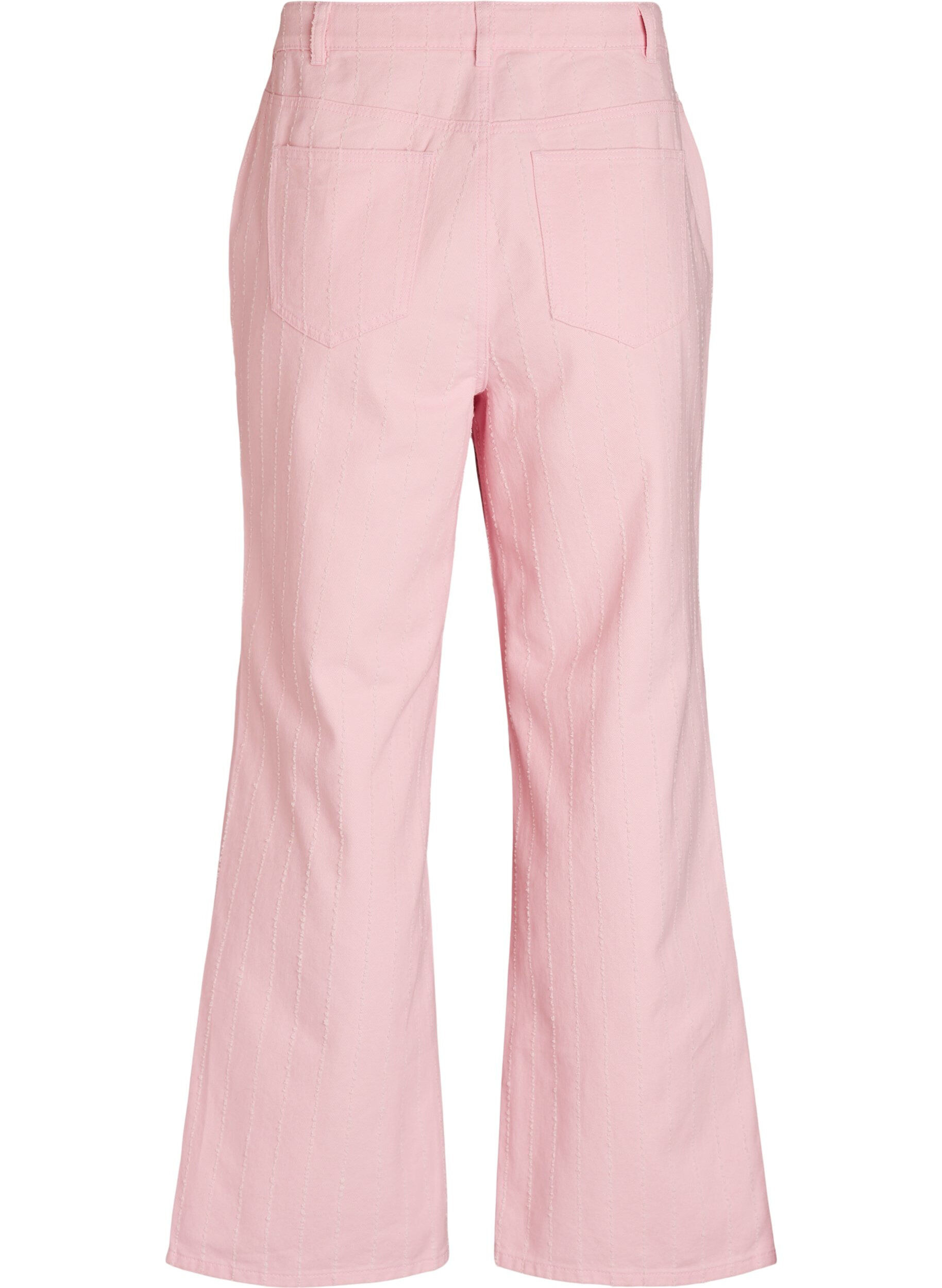 Zizzifashion Myra jeans in coloured denim with wide fit and textured pattern, Red, Packshot image number 1