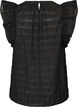 Sleeveless blouse with texture and ruffles, Black, Packshot image number 1