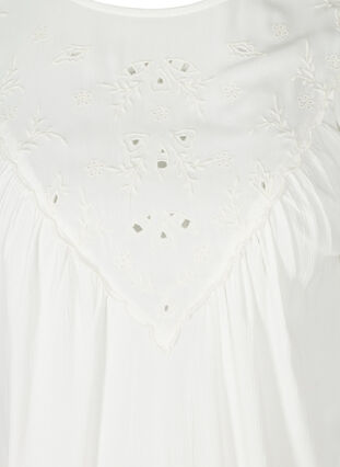 Viscose blouse with embroidery and 2/4-length sleeves, Snow White, Packshot image number 2