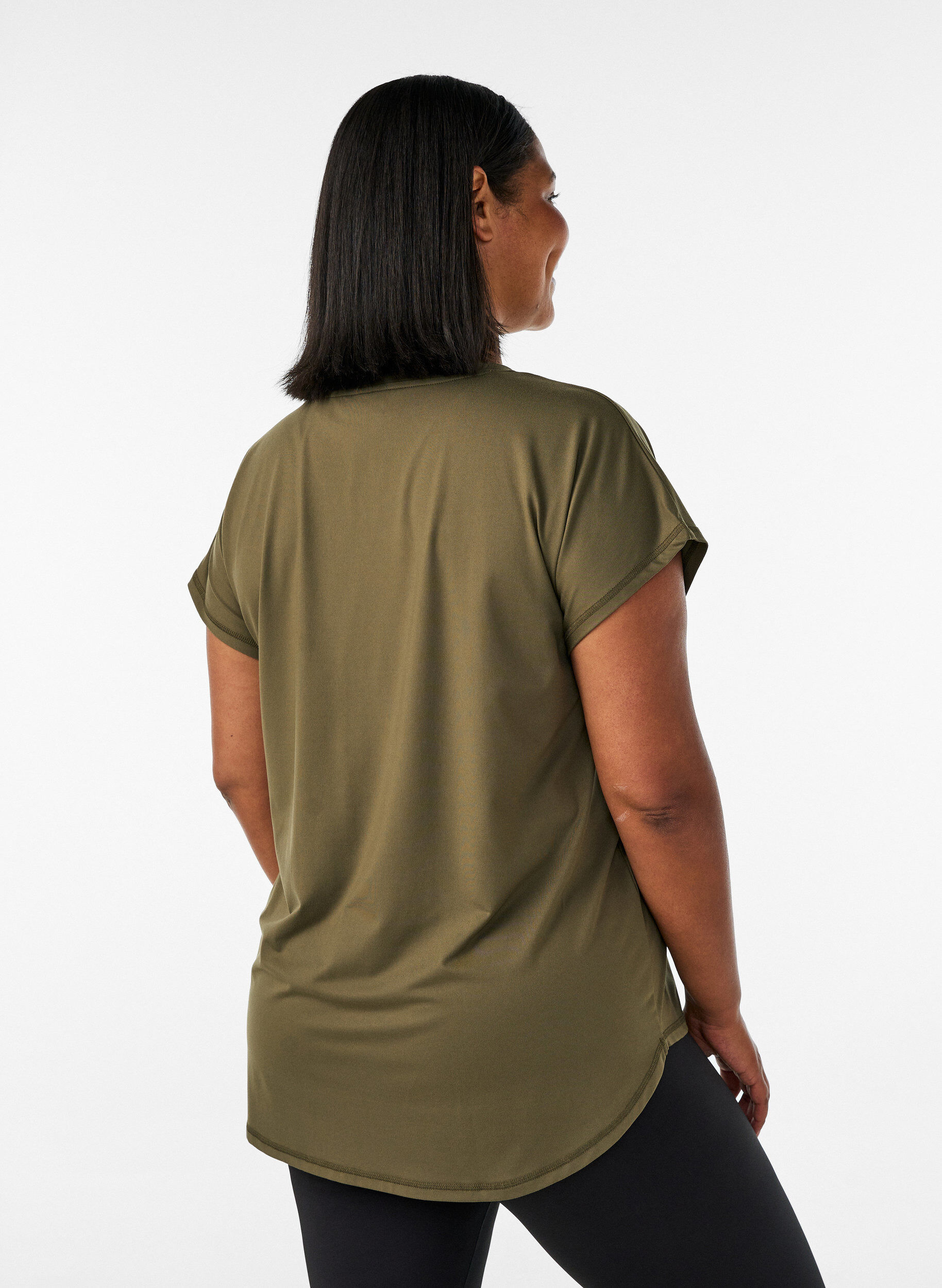 Zizzifashion Short sleeve sport t-shirt with v-neck, Green, Model image number 2