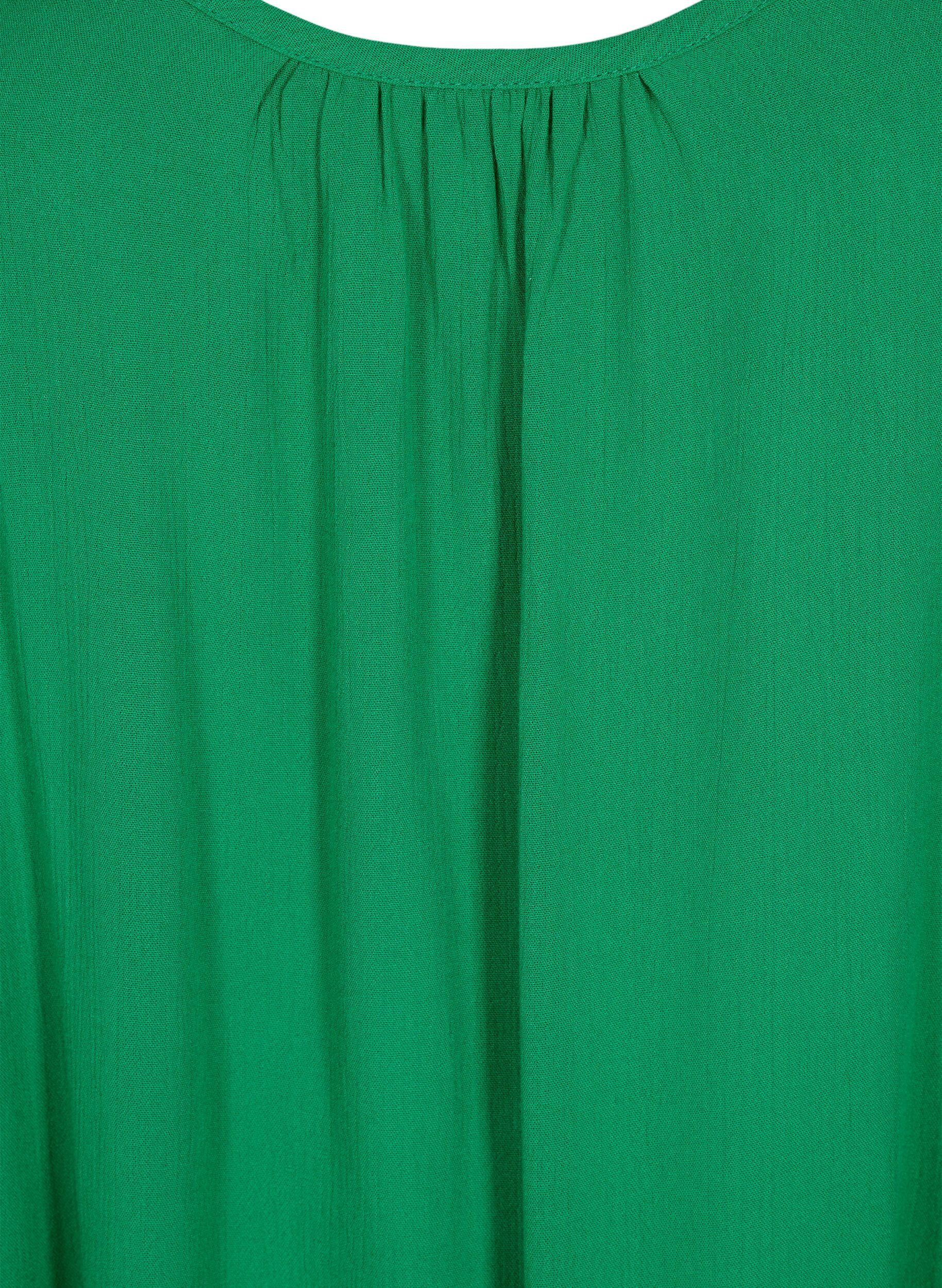 Zizzifashion Solid colour strap dress in viscose, Green, Packshot image number 2