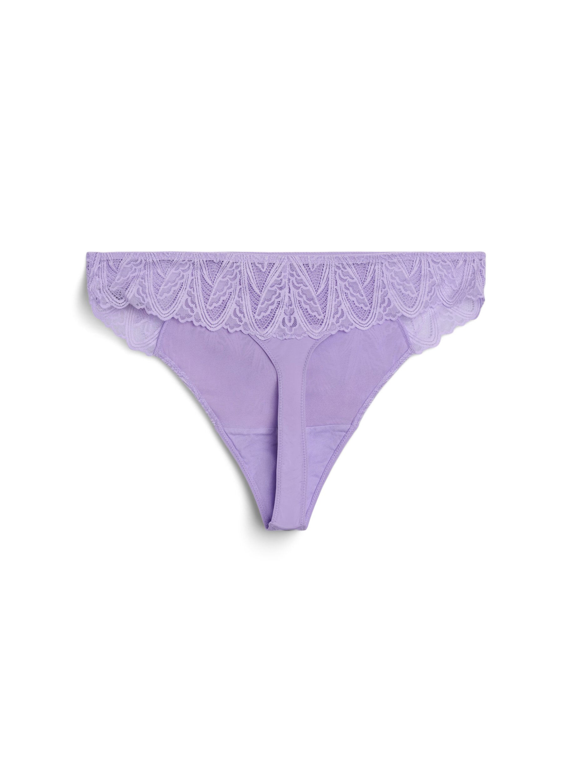 Zizzifashion G-string briefs with lace and a regular waist, Purple, Packshot image number 1