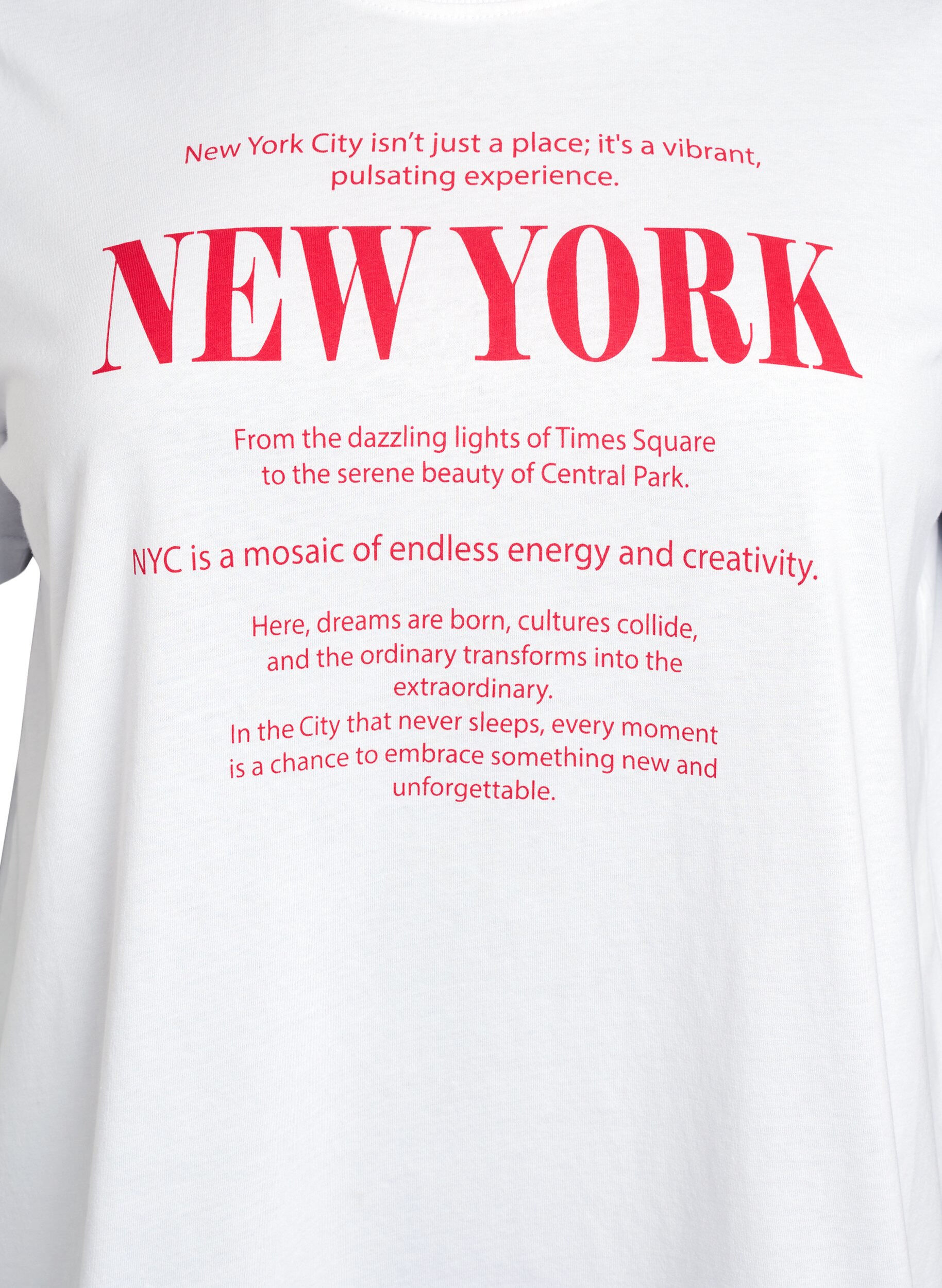 ZizzifashionT-shirt with text print and round neck, White, Packshot image number 2