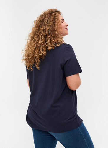 Short sleeve t-shirt with v-neckline, Night Sky, Model image number 1