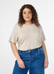 Short-sleeved knit blouse in viscose, Beige, Model image number 0
