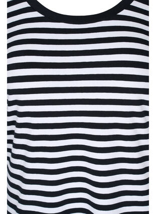 Striped cotton dress with long sleeves , Black w. White Thin, Packshot image number 2