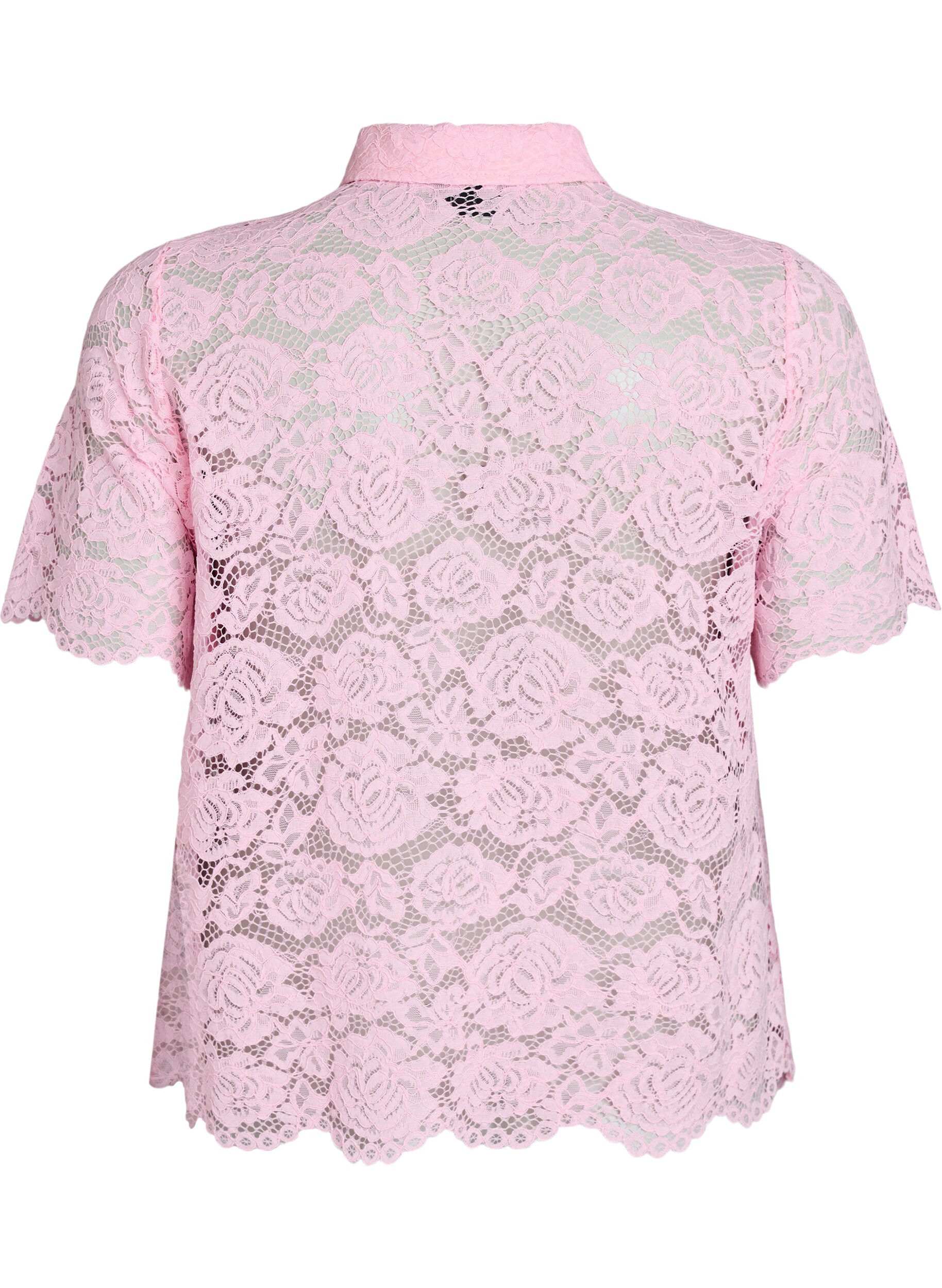 Zizzifashion Lace shirt blouse with pearl buttons, Rose, Packshot image number 1