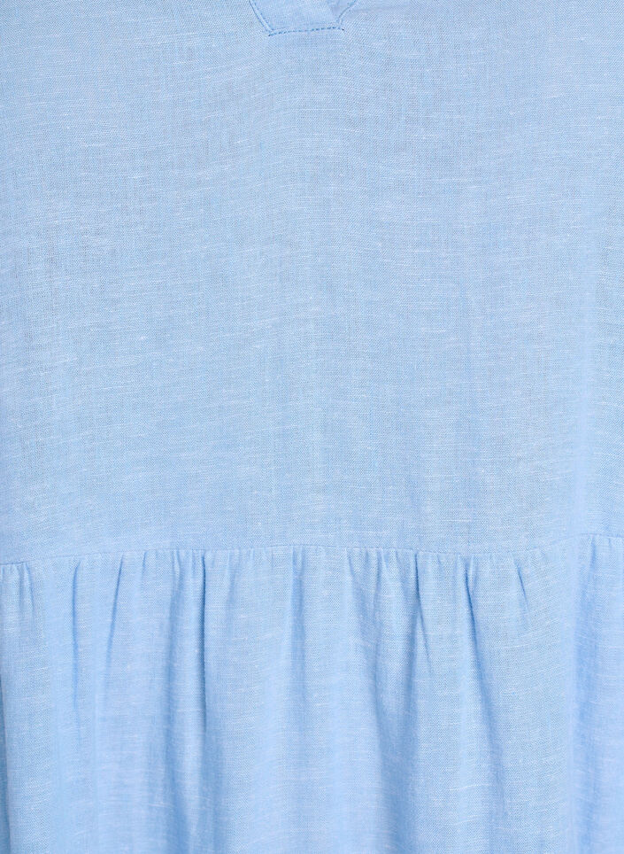 Knee-length A-line dress in linen and viscose, Light Blue, Packshot image number 2