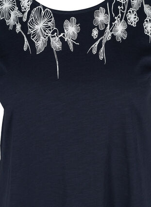 Cotton t-shirt with print details, Night Sky FLOWER, Packshot image number 2