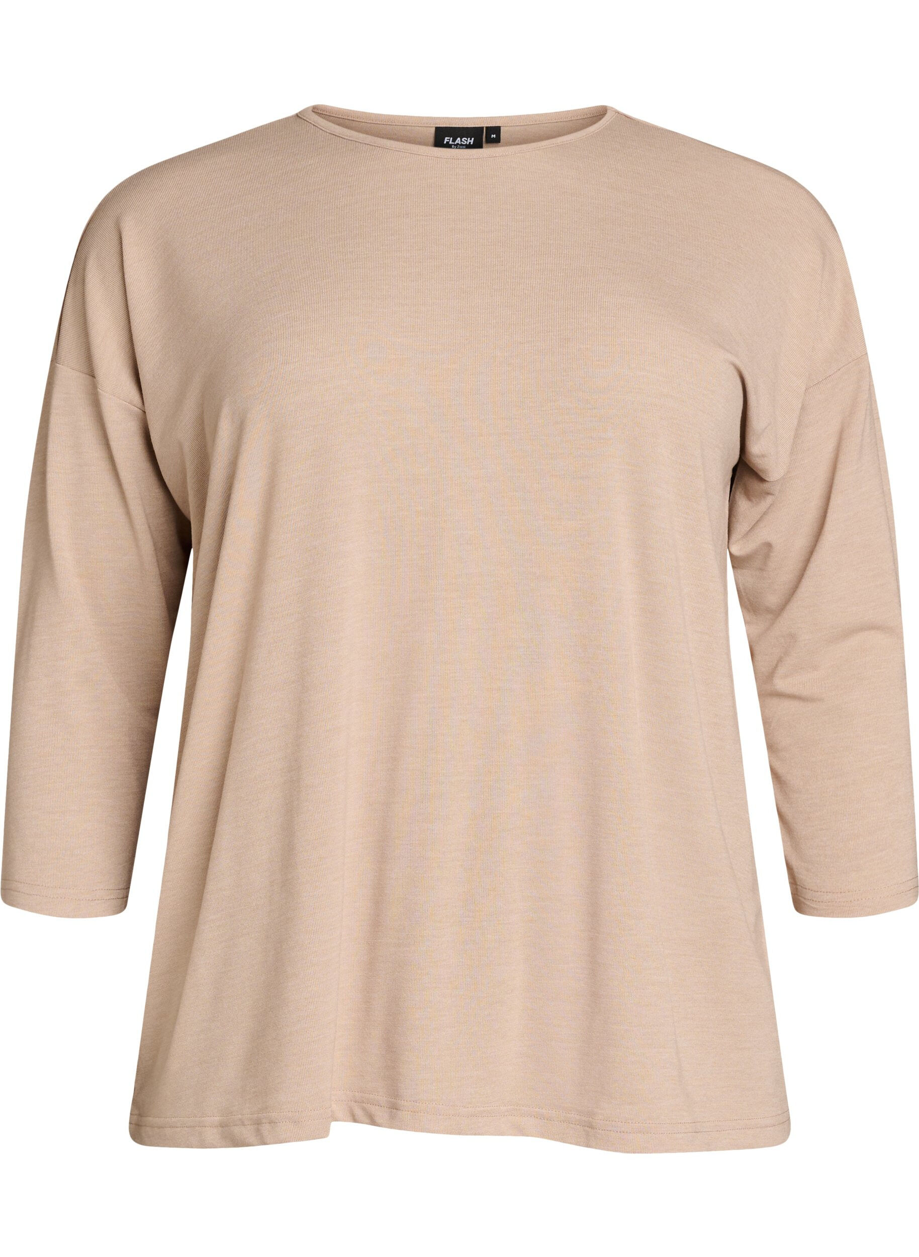 ZizzifashionJersey blouse with 3/4 sleeves, Beige, Packshot image number 0