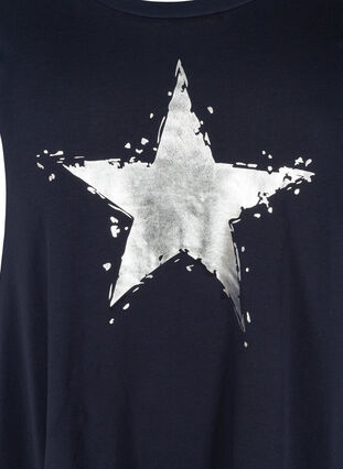 Short-sleeved cotton t-shirt with a-line, Night Sky STAR, Packshot image number 2