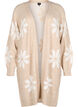 Long knitted cardigan with flowers, Simply Taupe Comb, Packshot image number 0