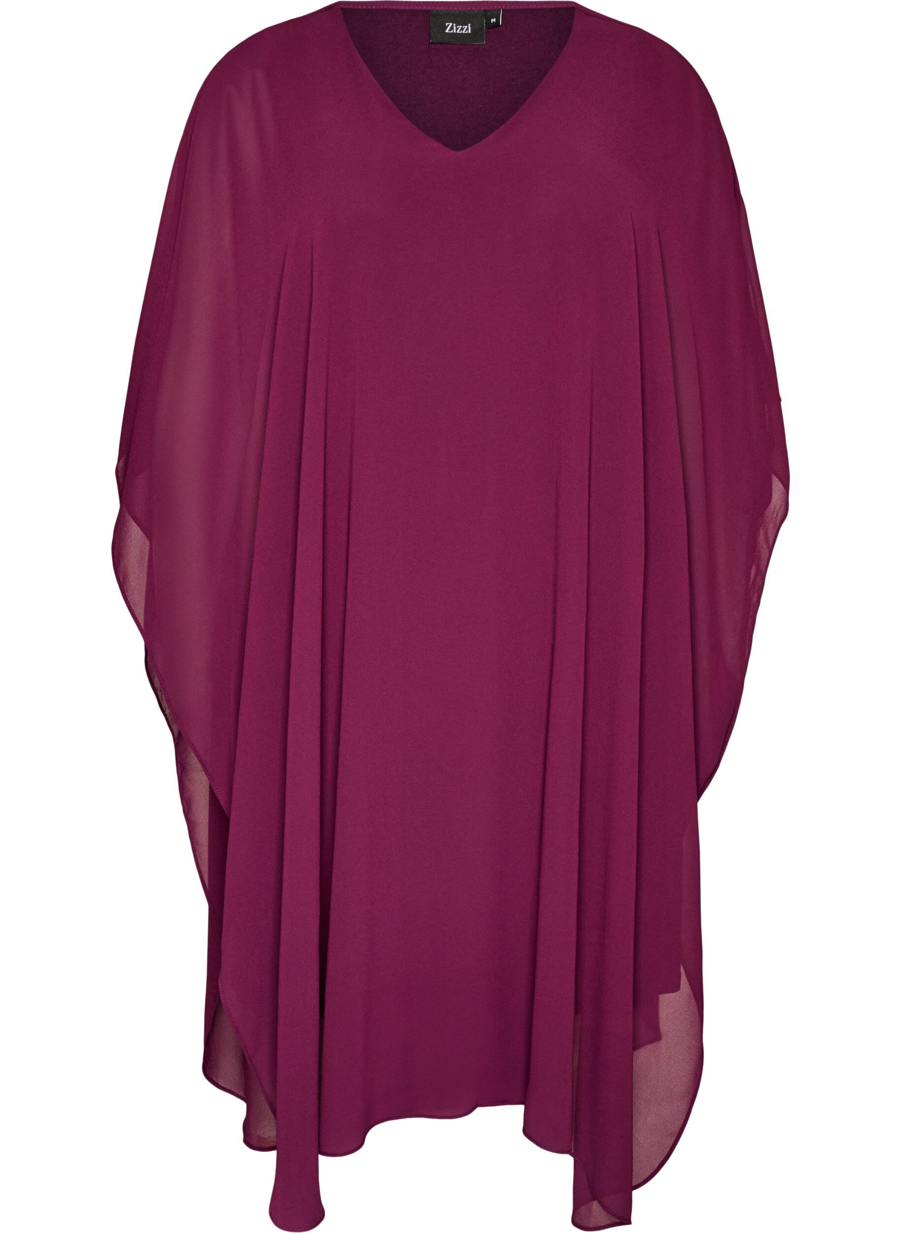 ZizzifashionShort chiffon dress with V-neck, Purple, Packshot image number 0