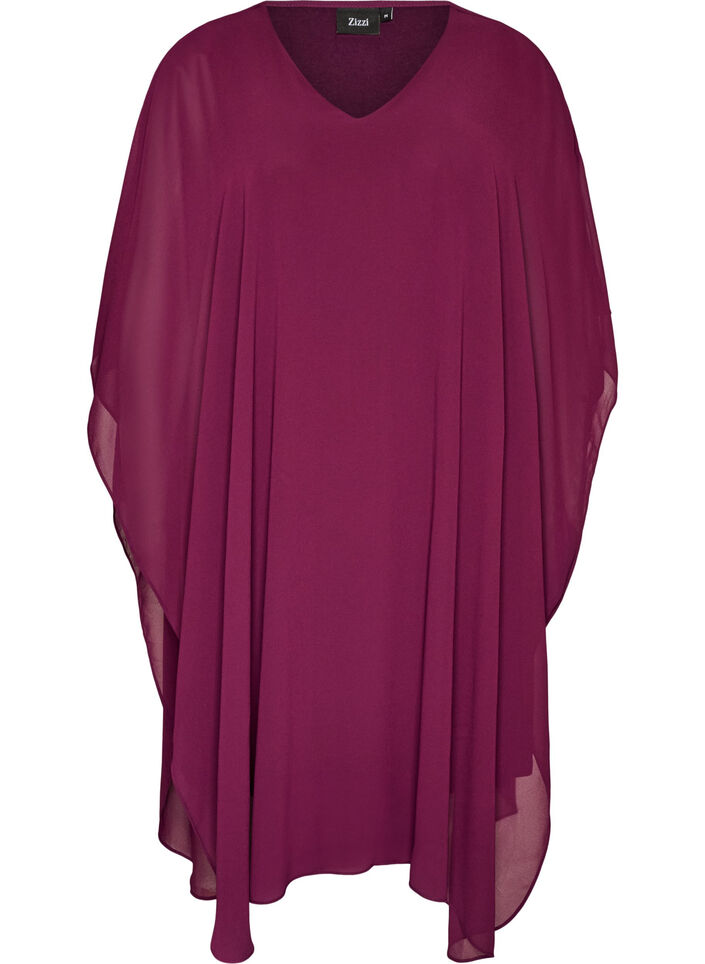 Short chiffon dress with V-neck, Purple, Packshot image number 0
