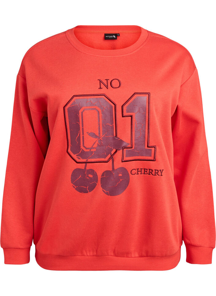 Sweatshirt with front motif, Red, Packshot image number 0