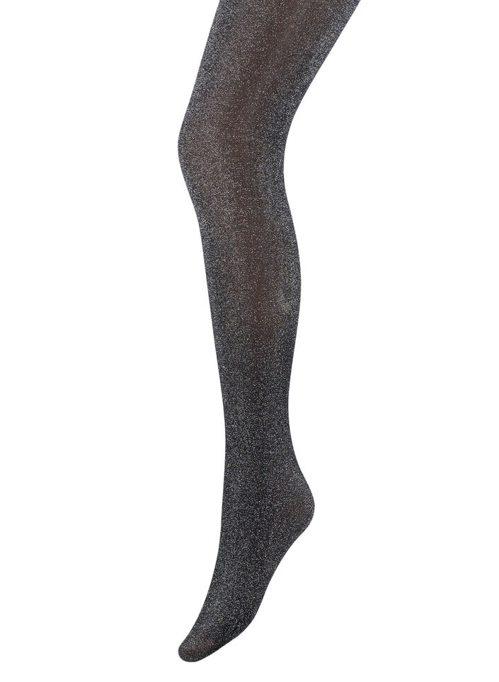 Glittery 50 denier tights, Black, Packshot image number 0