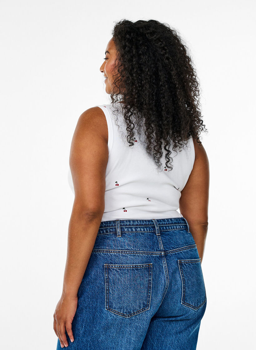 Fitted top with motif, White, Model image number 2