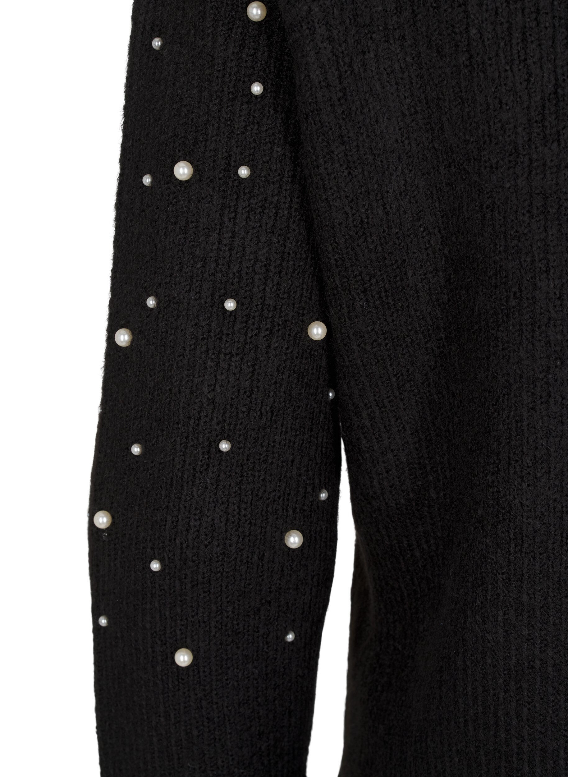 Zizzifashion Knitted cardigan with beads, Black White Pearls, Packshot image number 3