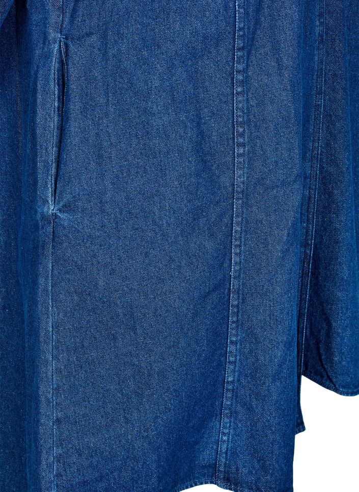 Short denim dress with 3/4 sleeves, Blue, Packshot image number 3